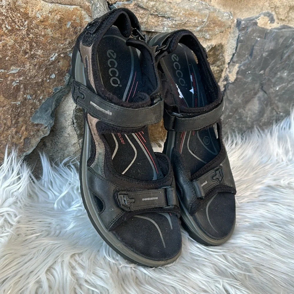 ECCO Black Sport Sandals size 42 (8.5) - Picture 2 of 8